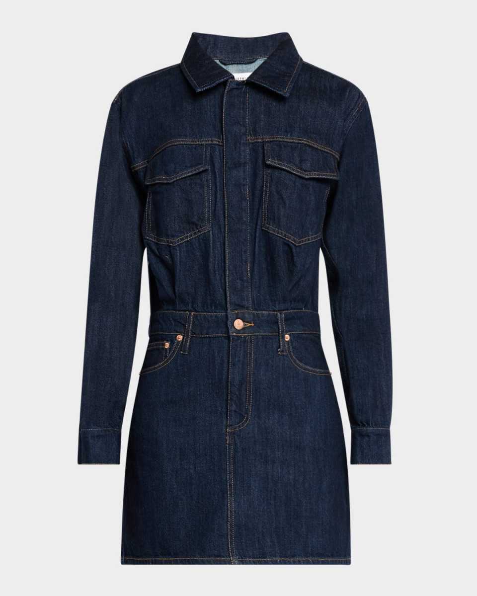 Nina Long-Sleeve Denim Shirtdress